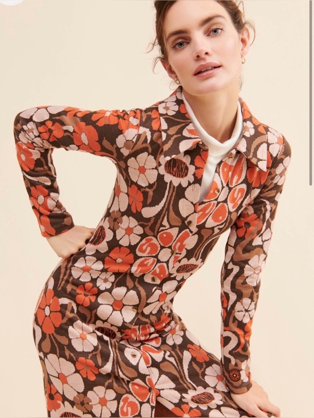 Damson Madder Maude Jacquard Retro Floral Dress US2 / UK6